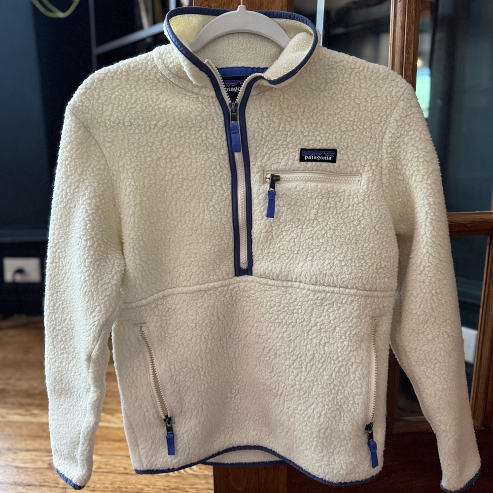 Women's Retro Pile Fleece Marsupial Pullover - Natural - S